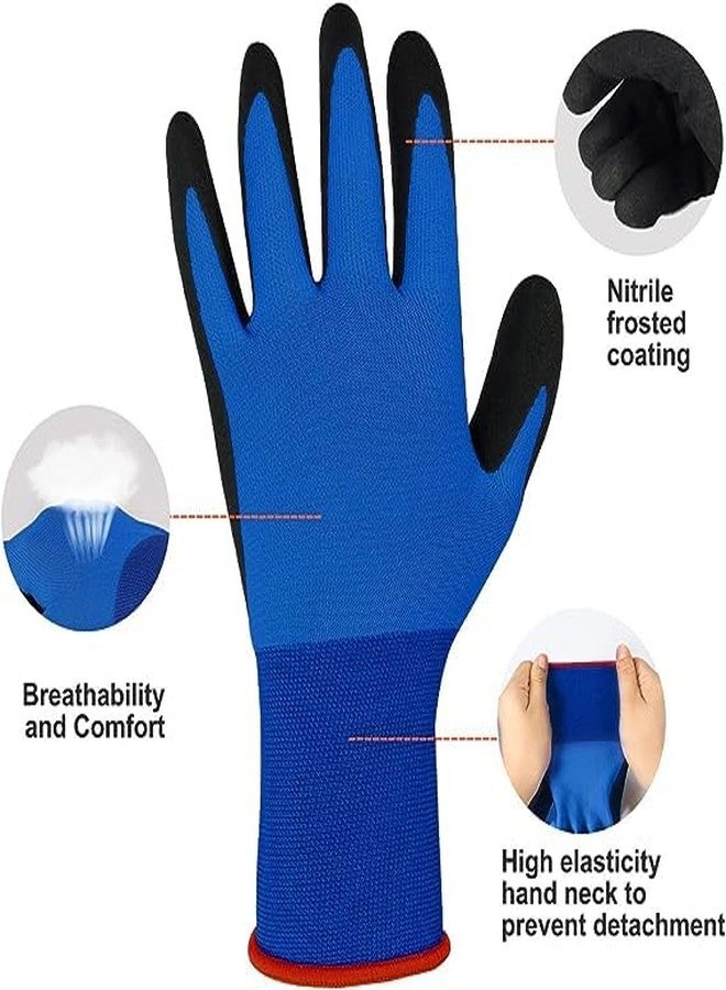 SSWW Multipurpose Heavy-Duty Reusable Washable Coated Work Safety Hand Gloves For Gardening Industrial Agricultural Cleaning For Men & Women Crinkle Coating Glove Hand Protection Safety Industrial Gloves Hand Gloves For Mechanical Risk Coated Work Gloves For Industrial Safety Anti-Cut Protection Hand Safety Gloves - Ideal For, Construction, Material Handling Industrial Safety Nylon Anti Cut - Resistant Hand Gloves (Color- Blue, Black) |Pack Of 1 Pair| - Image 3